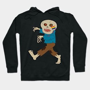 Gay pride Halloween ghost monster. Funny cartoon drawing animation. Hoodie